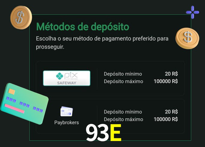 O cassino 93E oferece uma grande variedade de métodos de pagamento